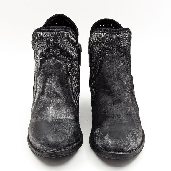 Circle G Women Distressed Black Leather Lasercut Western Cowboy Boots sz 8 - Picture 6 of 11